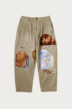 Kapital Katsuragi Cotton High Waist NIME Pants (Gypsy Patch Remake) - Beige< Pants