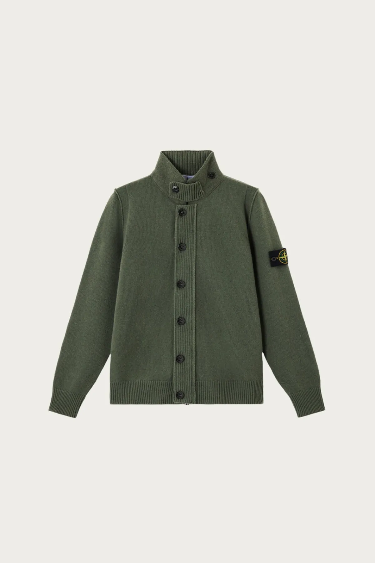 Stone Island Lambswool Cardigan - Military Green< Sweaters