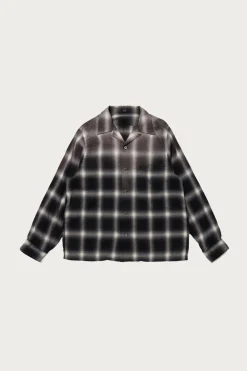 Taiga Takahashi Lot. 101 Open Collar Shirt - Bleached Gray Plaid< Shirts