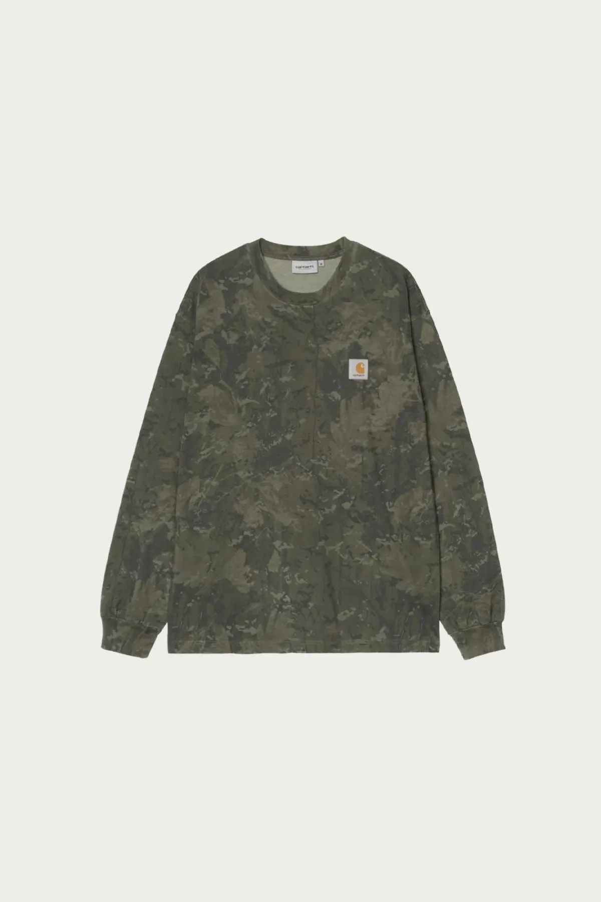 Carhartt Work In Progress L/S Camo Combi T-Shirt - Green/Olive Garment Dyed< Tees And Sweats