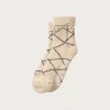 Rototo Merino Lambs Wool Room Socks "Beni Ouarain" - Ecru/Black< Accessories