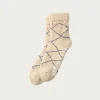 Rototo Merino Lambs Wool Room Socks "Beni Ouarain" - Ecru/Blue< Accessories