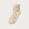 Rototo Merino Lambs Wool Room Socks "Beni Ouarain" - Ecru/Green< Accessories