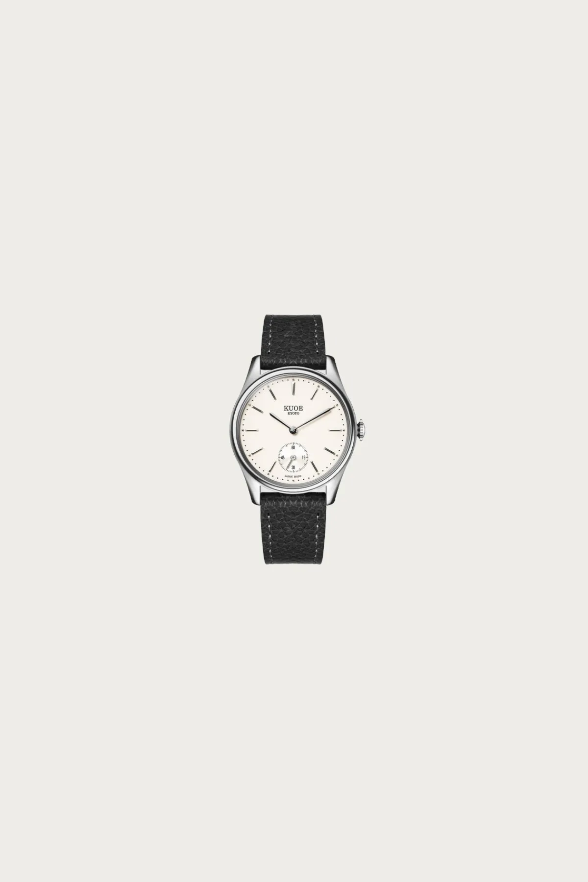 Kuoe Watches Old Smith 90-0001 - White Dial/Silver Case/Black Pebbled Leather Strap< Accessories