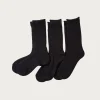 Rototo Organic Daily 3 Pack Crew Socks - Black< Accessories