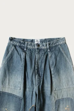 Kapital 14oz Denim FATIGUE Baggy Pants (RUSHFIELD Remake) - Indigo< Pants