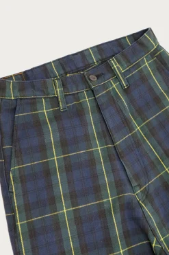 Kapital 11oz Tartan Check PORT Baggy Pants - Navy< Pants