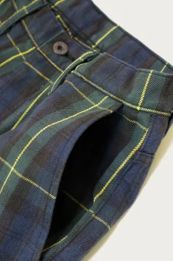 Kapital 11oz Tartan Check PORT Baggy Pants - Navy< Pants