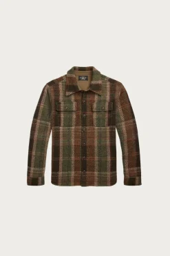 RRL Plaid Wool-Cashmere Workshirt Sweater - Olive Multi< Coats, Jackets, And Vests