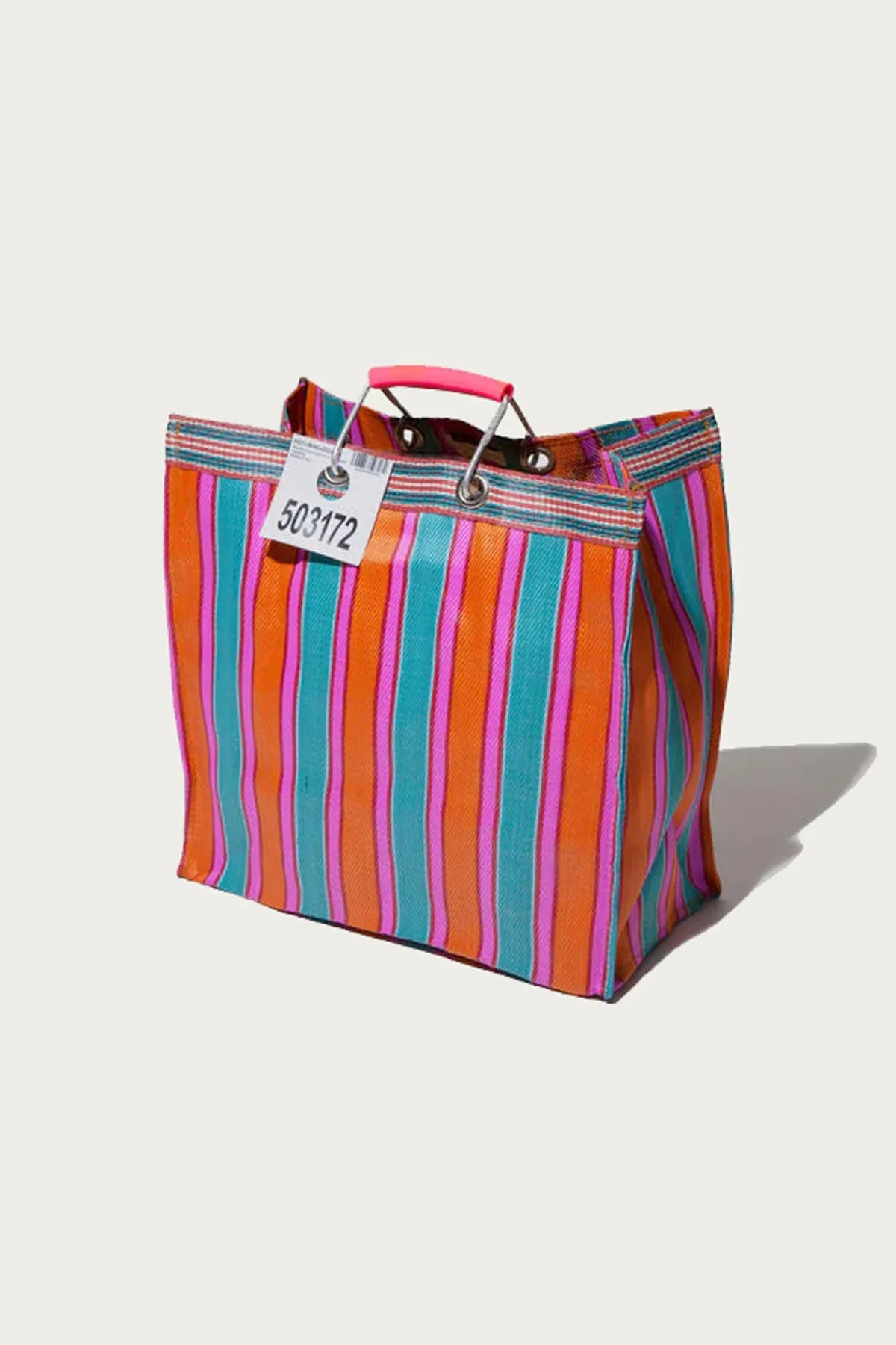Puebco Recycled Plastic Stripe Bag Square - Orange/Pink< Accessories
