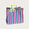 Puebco Recycled Plastic Stripe Bag Square - Green/Pink< Accessories