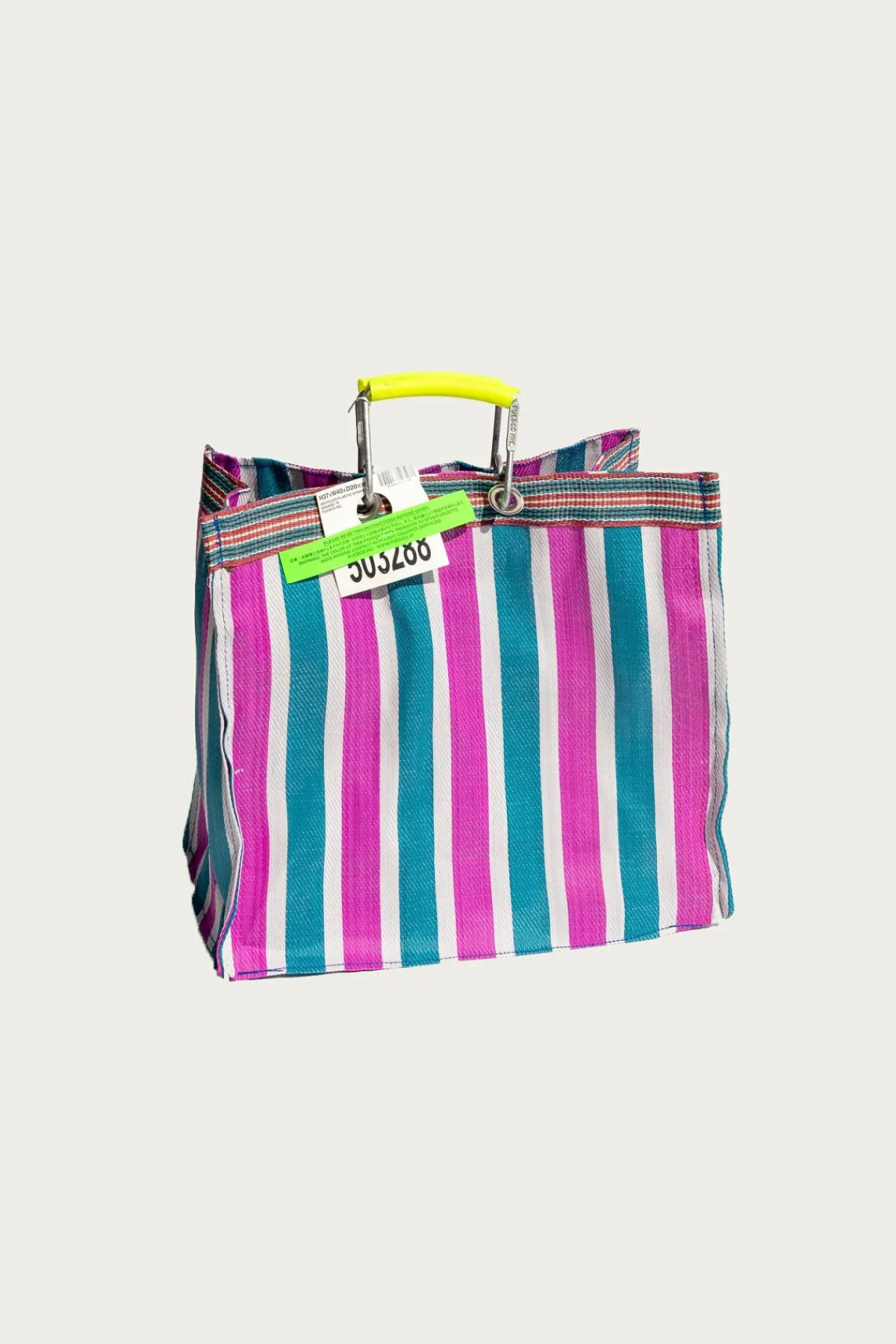 Puebco Recycled Plastic Stripe Bag Square - Green/Pink< Accessories