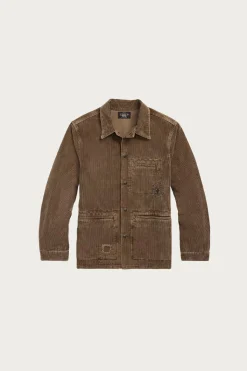 RRL Repaired Corduroy Overshirt - Repaired Brown< Shirts