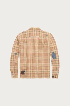 RRL Repaired Plaid Twill Camp Shirt - Orange/Multi< Shirts