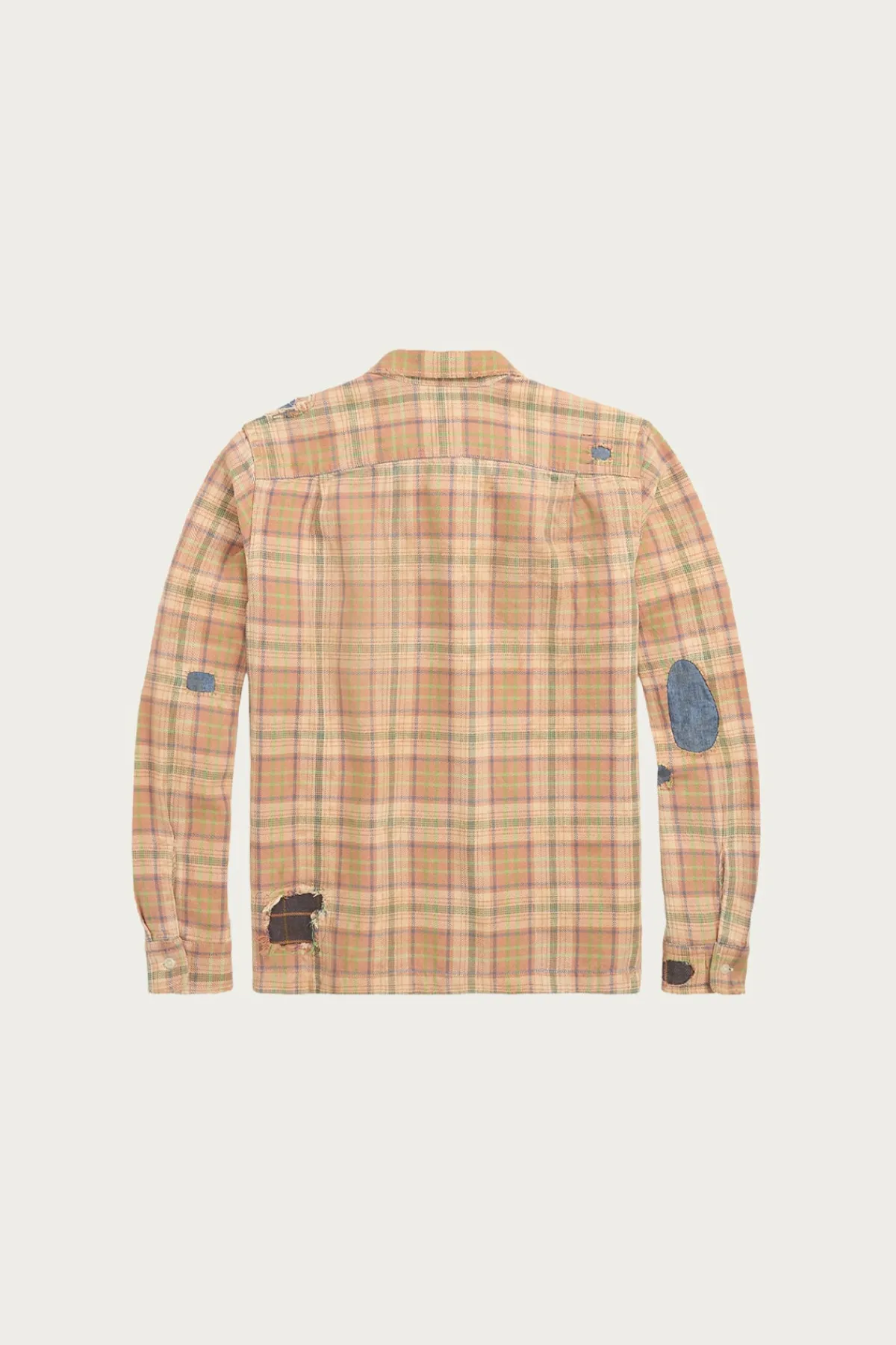 RRL Repaired Plaid Twill Camp Shirt - Orange/Multi< Shirts