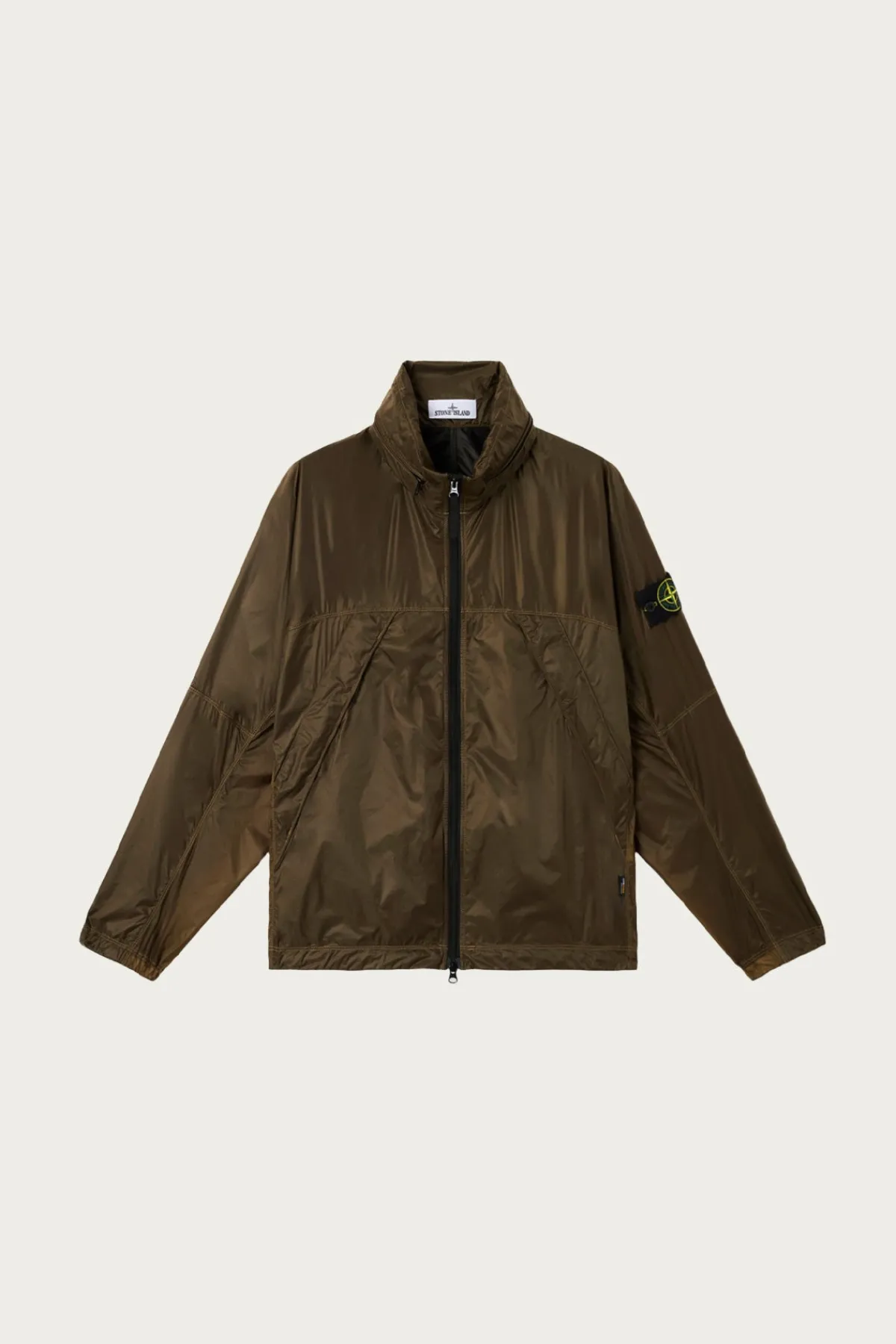 Stone Island Ripstop Light HT Nylon Jacket - Military Green< Coats, Jackets, And Vests