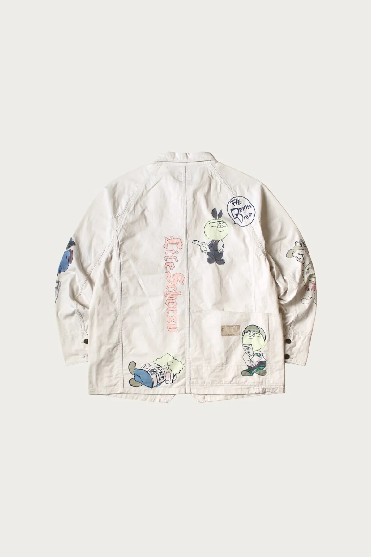 Kapital Rough-Face Twill CACTUS BEER JKT (Memorial Paint Model) - Natural< Coats, Jackets, And Vests