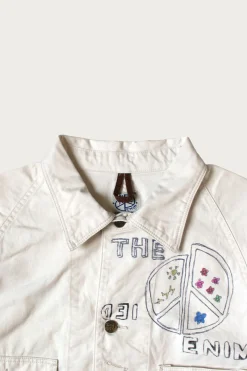Kapital Rough-Face Twill CACTUS BEER JKT (Memorial Paint Model) - Natural< Coats, Jackets, And Vests
