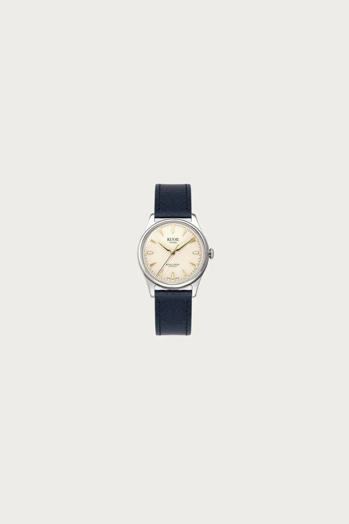 Kuoe Watches Royal Smith 90-006 - Ivory Face/Silver Case/Navy Leather Strap< Accessories