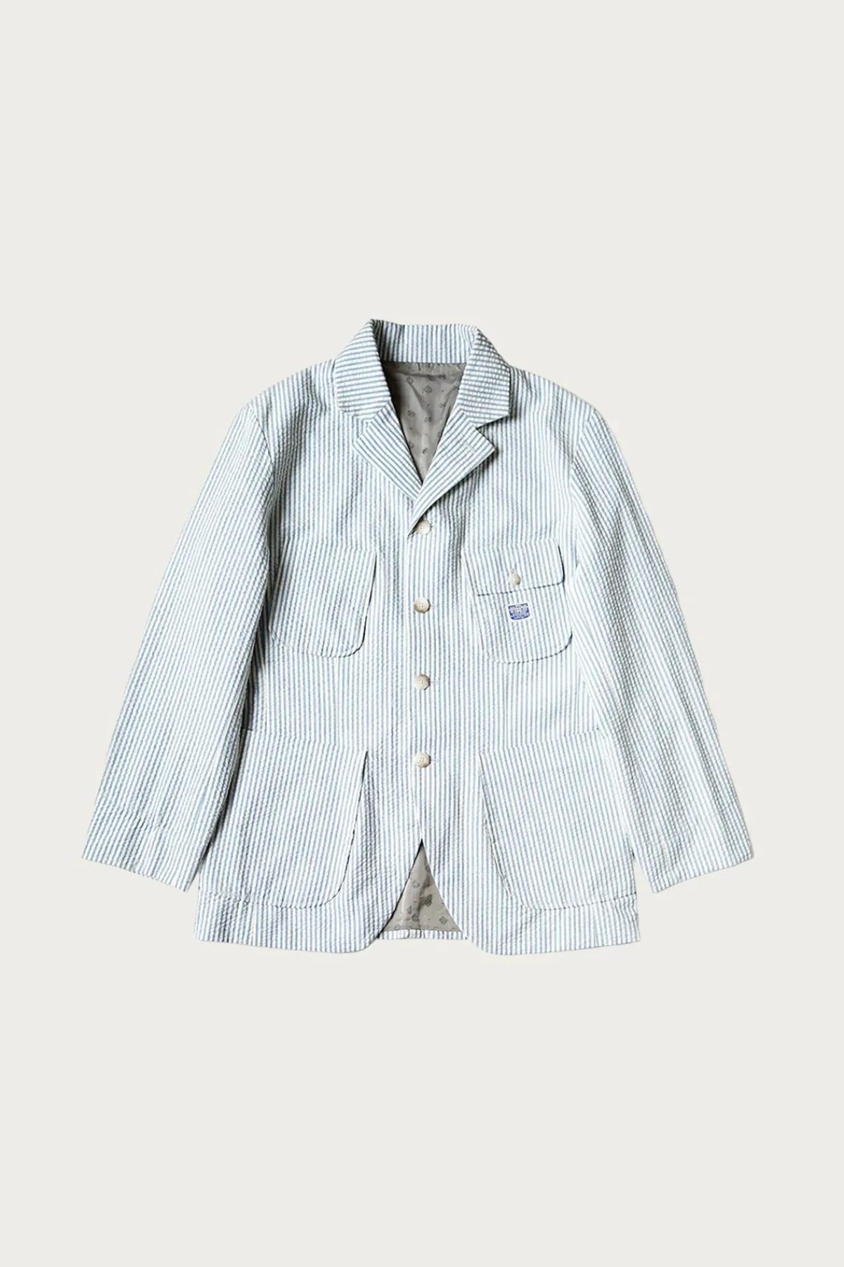 Kapital Seersucker LUMBER SUIT JKT - Sax< Coats, Jackets, And Vests