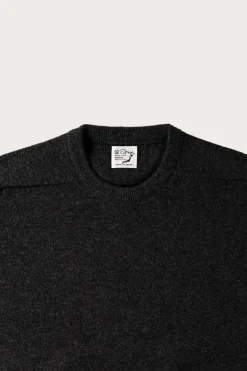 orSlow Simple Crew Neck Sweater Crafted in Japan - Charcoal Grey< Sweaters