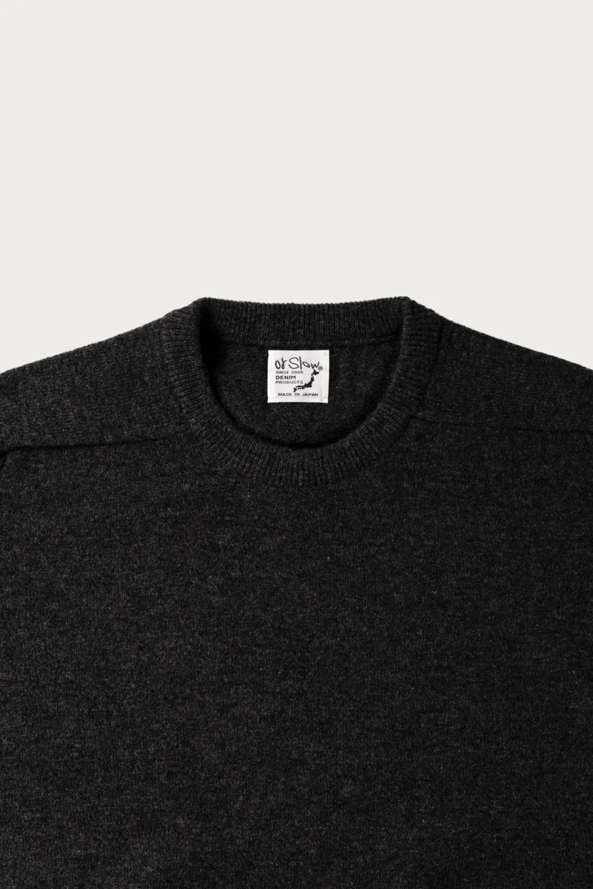 orSlow Simple Crew Neck Sweater Crafted in Japan - Charcoal Grey< Sweaters
