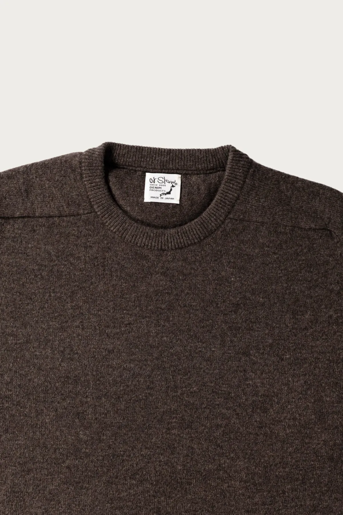 orSlow Simple Crew Neck Sweater Crafted in Japan - Brown< Sweaters
