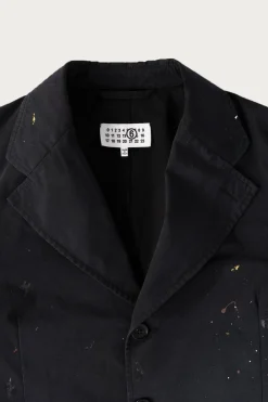 MM6 Maison Margiela Single Breasted Paint Splatter Jacket - Black< Coats, Jackets, And Vests