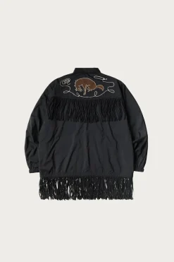 Kapital Stretch Nylon Fringed Coach JKT - Black< Coats, Jackets, And Vests