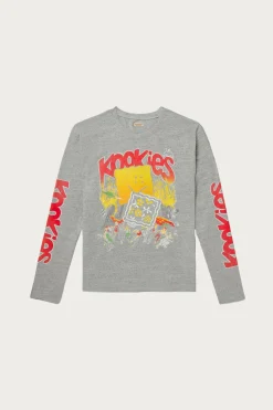 Kapital TOP Jersey Crew Longs Sleeve T (BUSTER PECKISH BOWY) - Grey< Tees And Sweats