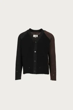 MM6 Maison Margiela Two-Tone Cardigan - Black/Brown< Sweaters