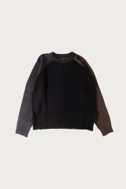 MM6 Maison Margiela Two-Tone Crewneck Sweater - Black/Brown< Sweaters