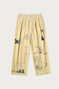 Kapital 14W Corduroy IVY Pants (Memorial Paint Model) - Light Yellow< Pants