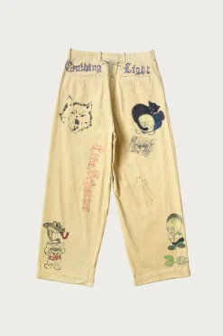 Kapital 14W Corduroy IVY Pants (Memorial Paint Model) - Light Yellow< Pants