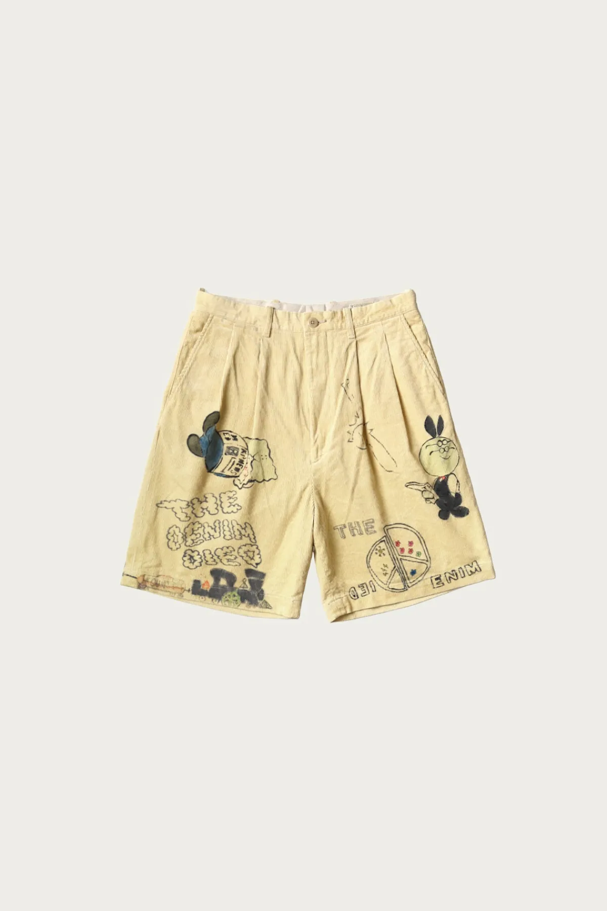 Kapital 14W Corduroy IVY Short Pants (Memorial Paint Model) - Light Yellow< Shorts