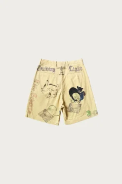 Kapital 14W Corduroy IVY Short Pants (Memorial Paint Model) - Light Yellow< Shorts