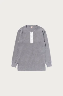 The Real McCoys Waffle Thermal Henley Undershirt L/S - Medium Grey< Tees And Sweats