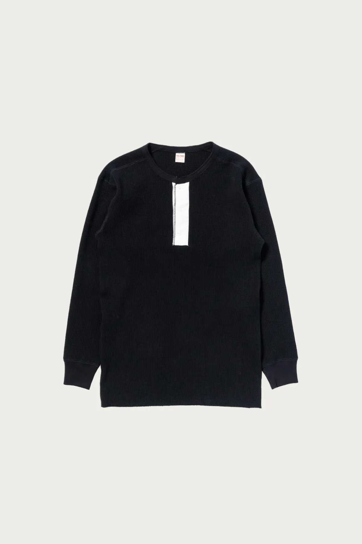 The Real McCoys Waffle Thermal Henley Undershirt L/S - Black< Tees And Sweats