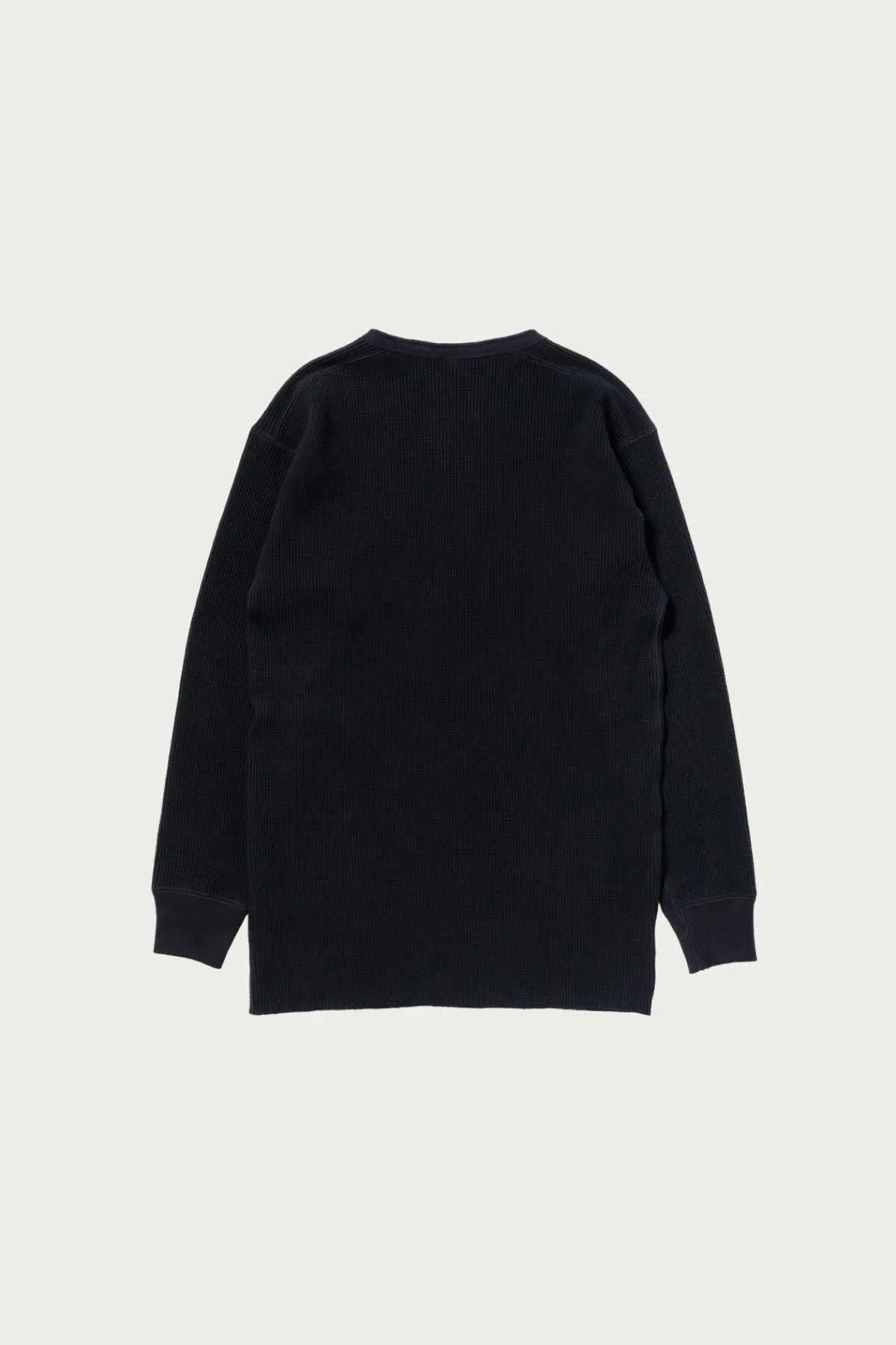 The Real McCoys Waffle Thermal Henley Undershirt L/S - Black< Tees And Sweats