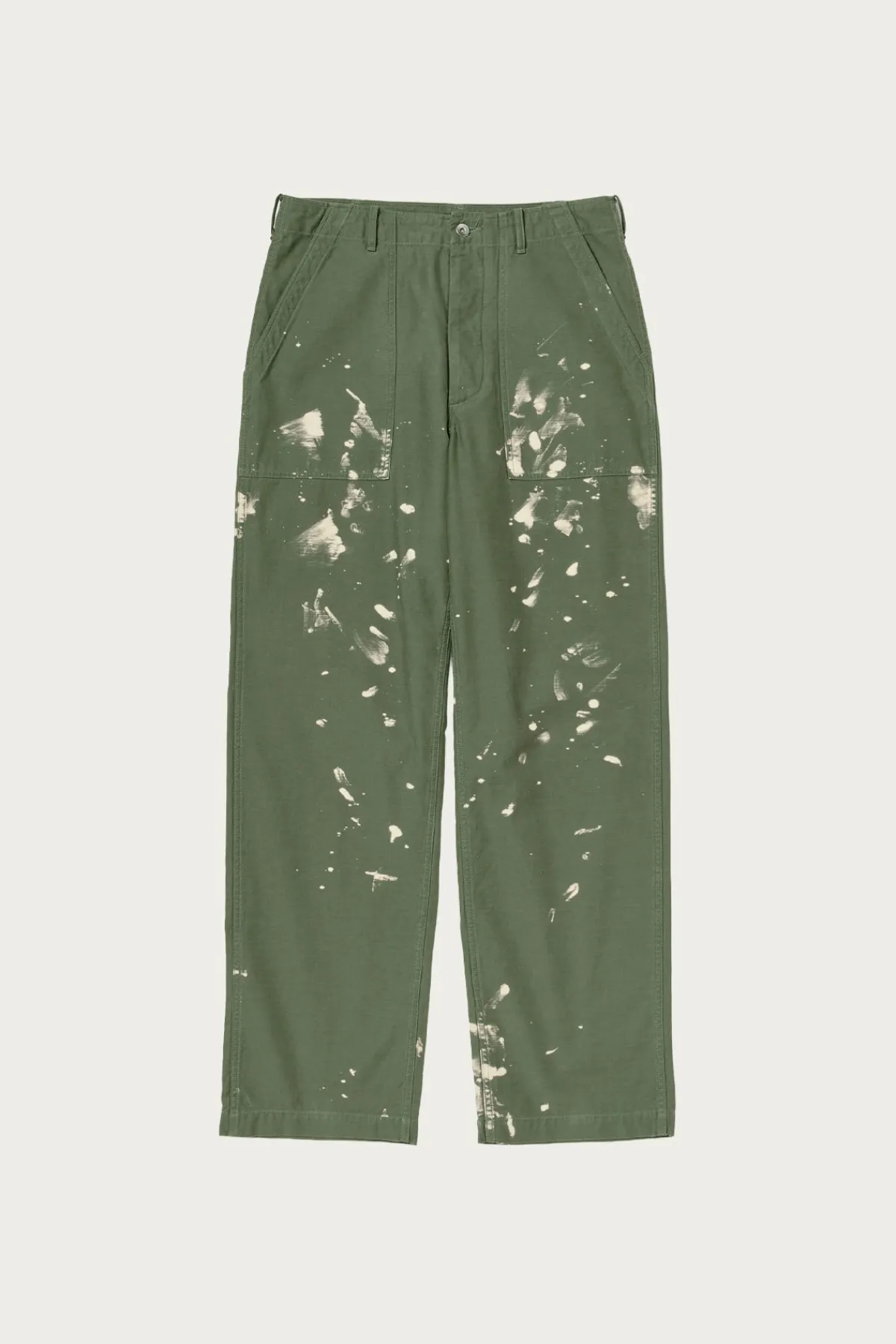 Auralee Washed Baggy Satin Bleached Baker Pants - Olive Green< Pants