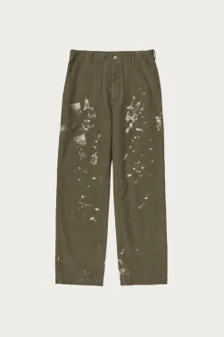 Auralee Washed Baggy Satin Bleached Baker Pants - Khaki Brown< Pants