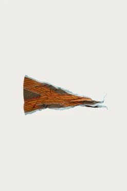 Kapital WASHER Crinkle Silk Neckerchief (PECOS Stripe) - Khaki< Accessories