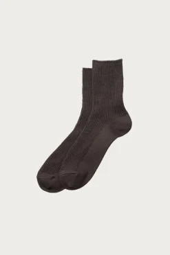 Rototo Washi/Recycled Cotton Rib Crew Socks - Dark Grey< Accessories