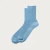 Rototo Washi/Recycled Cotton Rib Crew Socks - Sax< Accessories