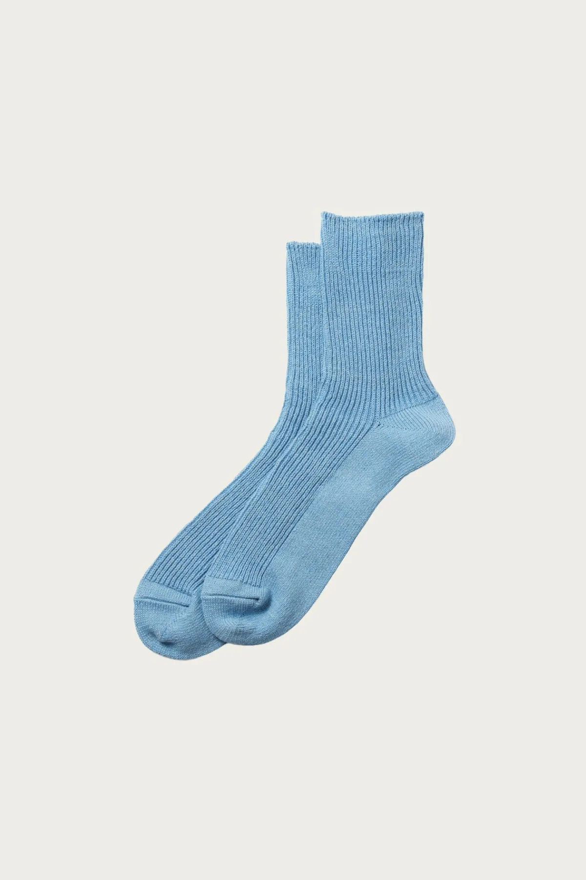 Rototo Washi/Recycled Cotton Rib Crew Socks - Sax< Accessories
