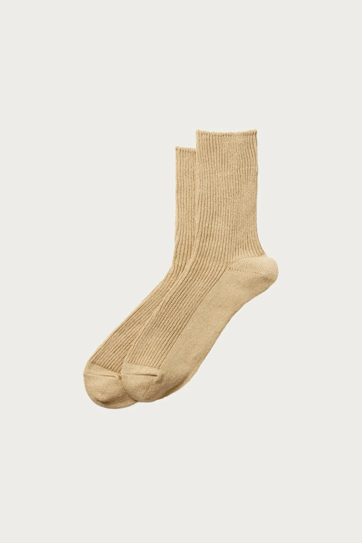 Rototo Washi/Recycled Cotton Rib Crew Socks - Beige< Accessories
