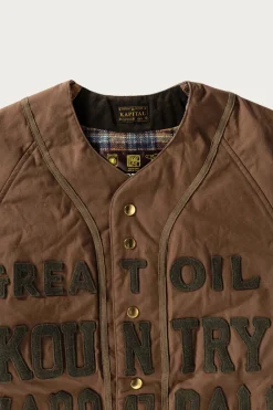 Kapital Weather Cotton Oil Coating Baseball Blouson - Khaki< Coats, Jackets, And Vests
