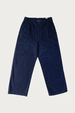 orSlow Wide Fit US Navy Denim Utility Pants - One Wash< Denim