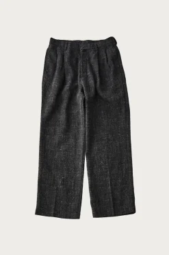 CONFECT Wool Cotton Linen Melange Tweed Trousers - Black< Pants