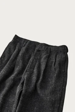CONFECT Wool Cotton Linen Melange Tweed Trousers - Black< Pants